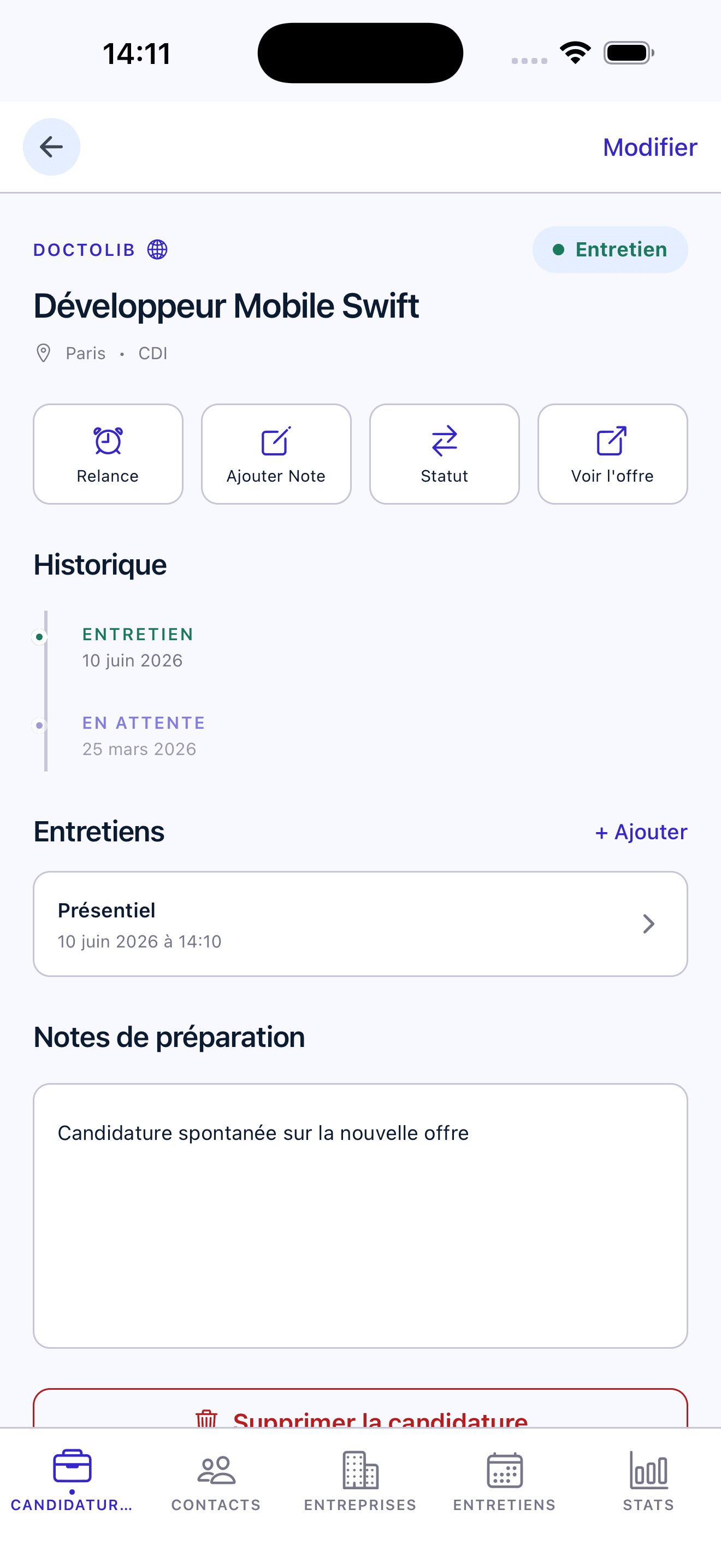 Liste des candidatures Candilog