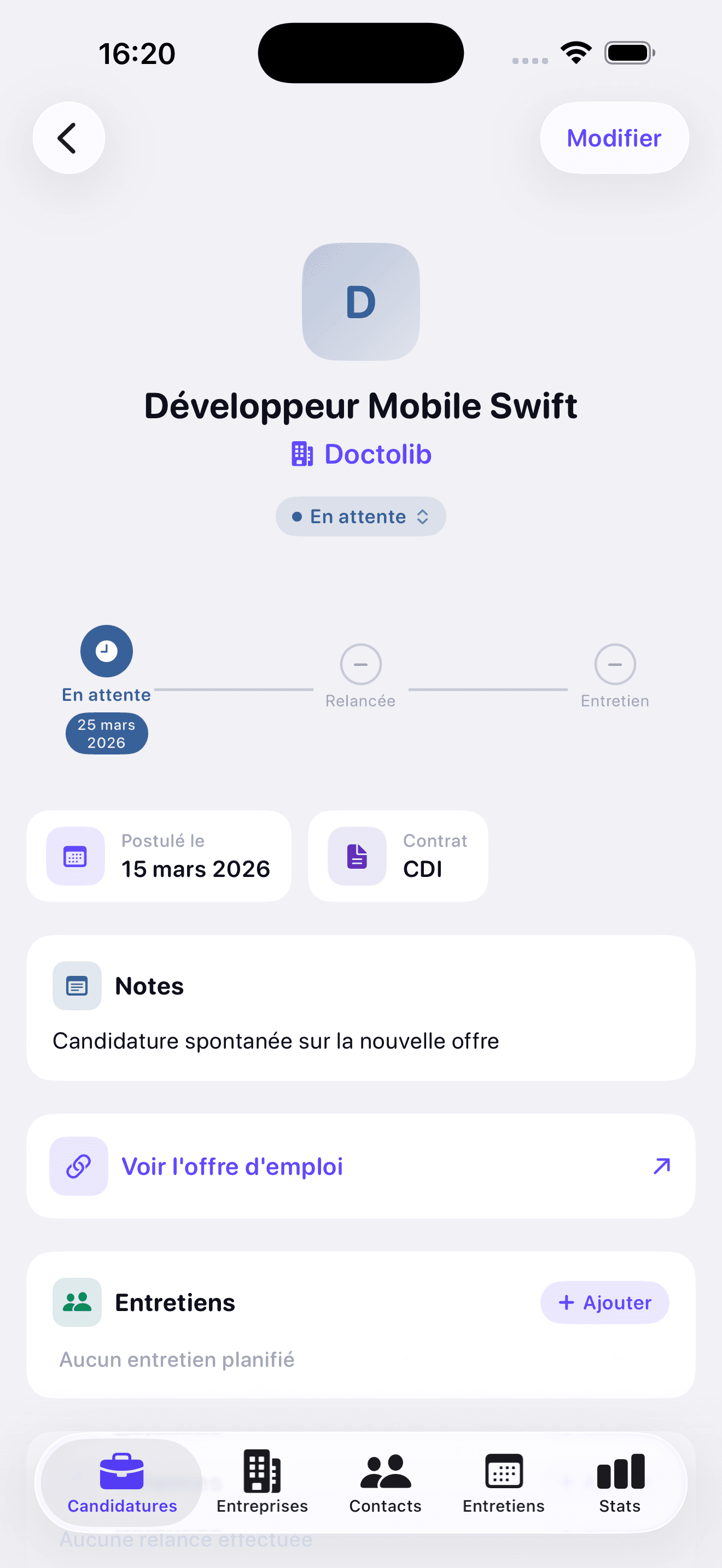 Liste des candidatures Candilog